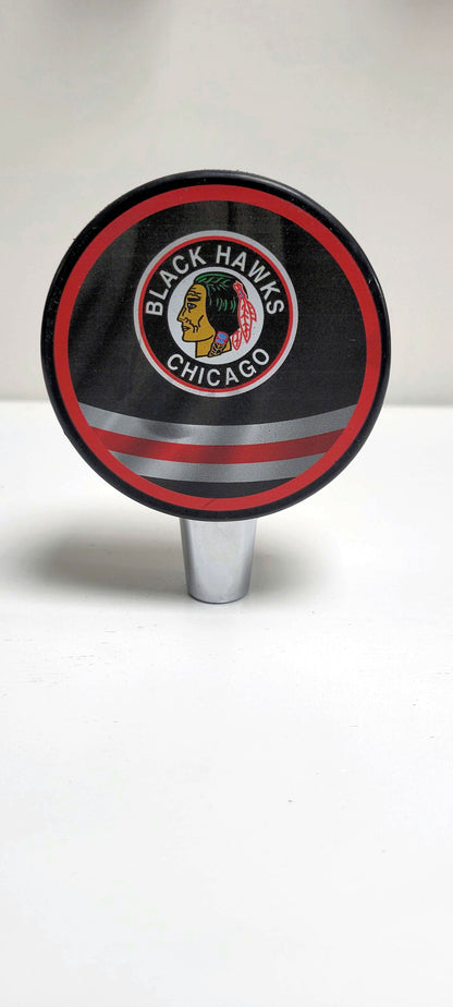 Chicago Blackhawks Reverse Series Hockey Puck Beer Tap Handle