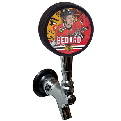 Chicago Blackhawks Conner Bedard Player Series Hockey Puck Beer Tap Handle