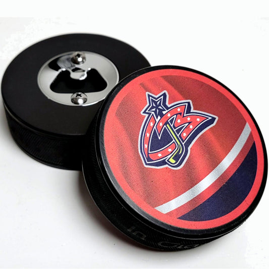 Columbus Blue Jackets Reverse Series Hockey Puck Bottle Opener