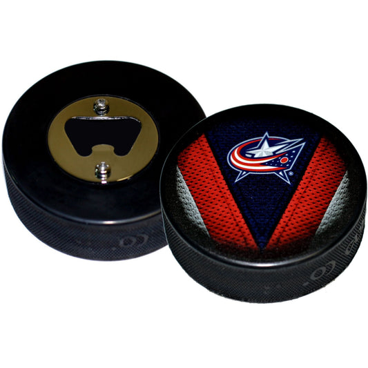 Columbus Blue Jackets Stitch Series Hockey Puck Bottle Opener