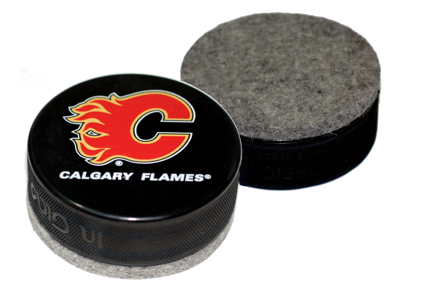Calgary Flames Basic Series Hockey Puck Board Eraser For Chalk and Whiteboards