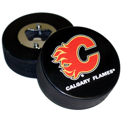 Out Of Print Calgary Flames Basic Series Hockey Puck Bottle Opener