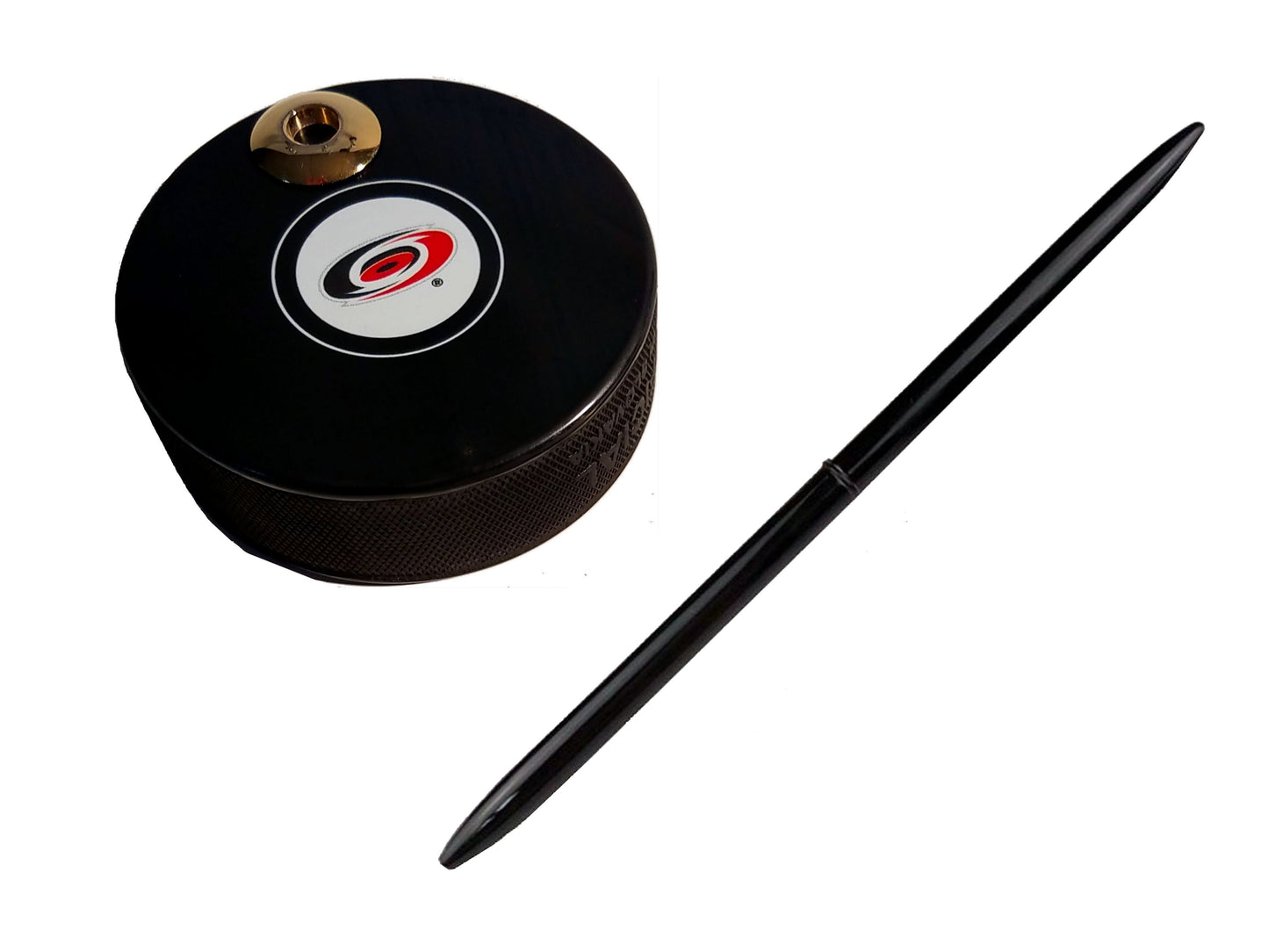 Carolina Hurricanes Auto Series Artisan Hockey Puck Desk Pen Holder With Our #96 Sleek Pen