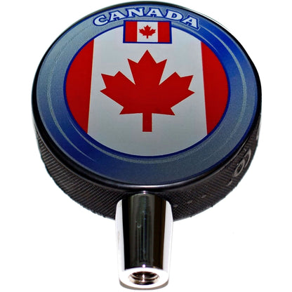 Canadian Flag Hockey Puck Beer Tap Handle