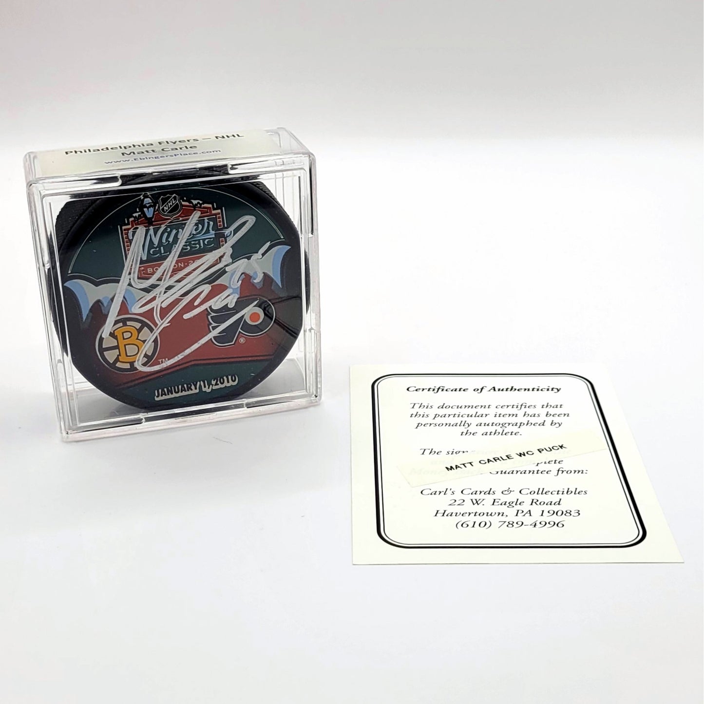 Philadelphia Flyers Matt Carle Autographed Hockey Puck With COA