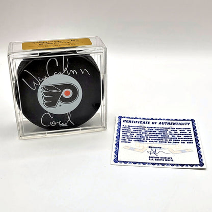 Philadelphia Flyers Coach Wayne Cashman Autographed Hockey Puck With COA