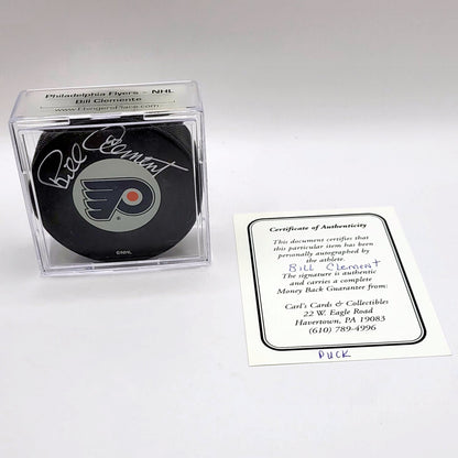 Philadelphia Flyers Bill Clement Autographed Hockey Puck With COA