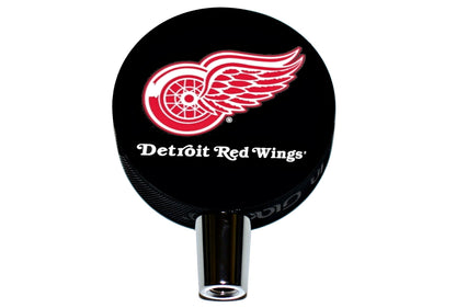 Detroit Red Wings Hockey Puck And Detroit Tigers Baseball Beer Tap Handle Set