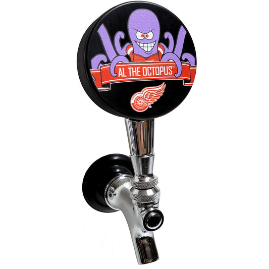 Detroit Red Wings Al The Octopus Mascot Hockey Puck Beer Tap Handle