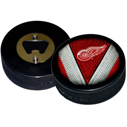 Detroit Red Wings Stitch Series Hockey Puck Bottle Opener
