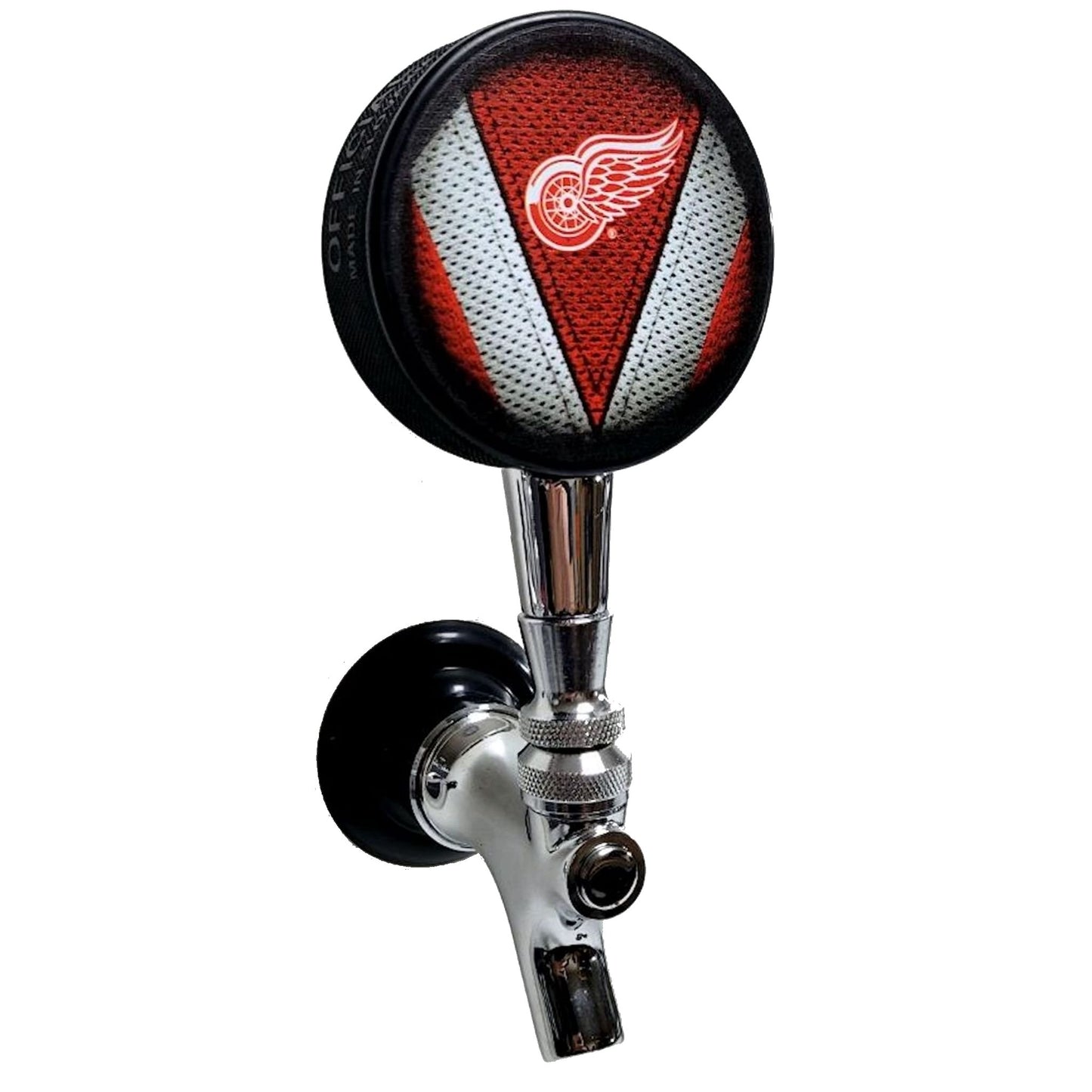 Detroit Red Wings Stitch Series Hockey Puck Beer Tap Handle