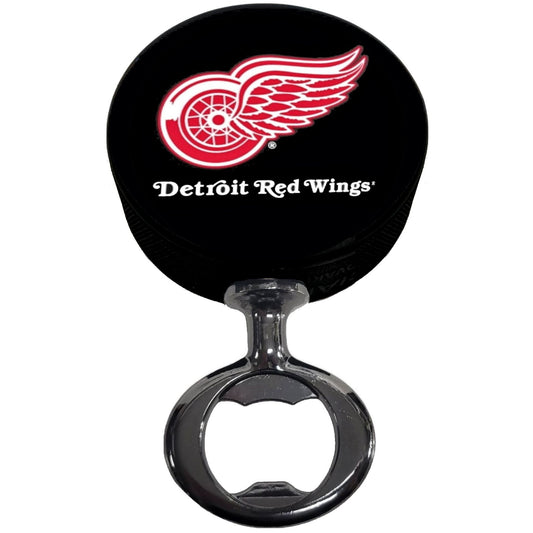 Detroit Red Wings Black Nickel Colored FULCRUM Series Hockey Puck Bottle Opener