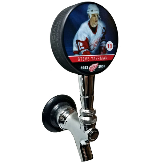 Detroit Red Wings Steve Yzerman Hockey Puck Beer Tap Handle