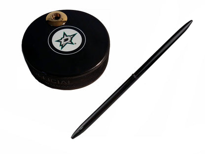 Dallas Stars Auto Series Artisan Hockey Puck Desk Pen Holder With Our #96 Sleek Pen