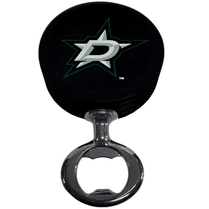 Dallas Stars Black Nickel Colored FULCRUM Series Hockey Puck Bottle Opener