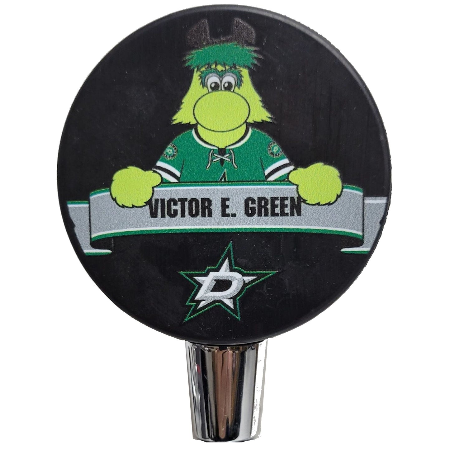 Dallas Stars Mascot Victor E Greene Hockey Puck Beer Tap Handle