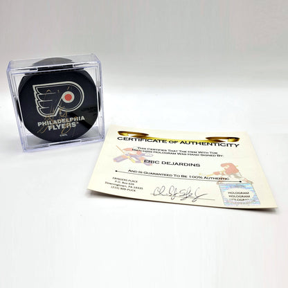 Philadelphia Flyers Éric Desjardins Autographed Hockey Puck With COA