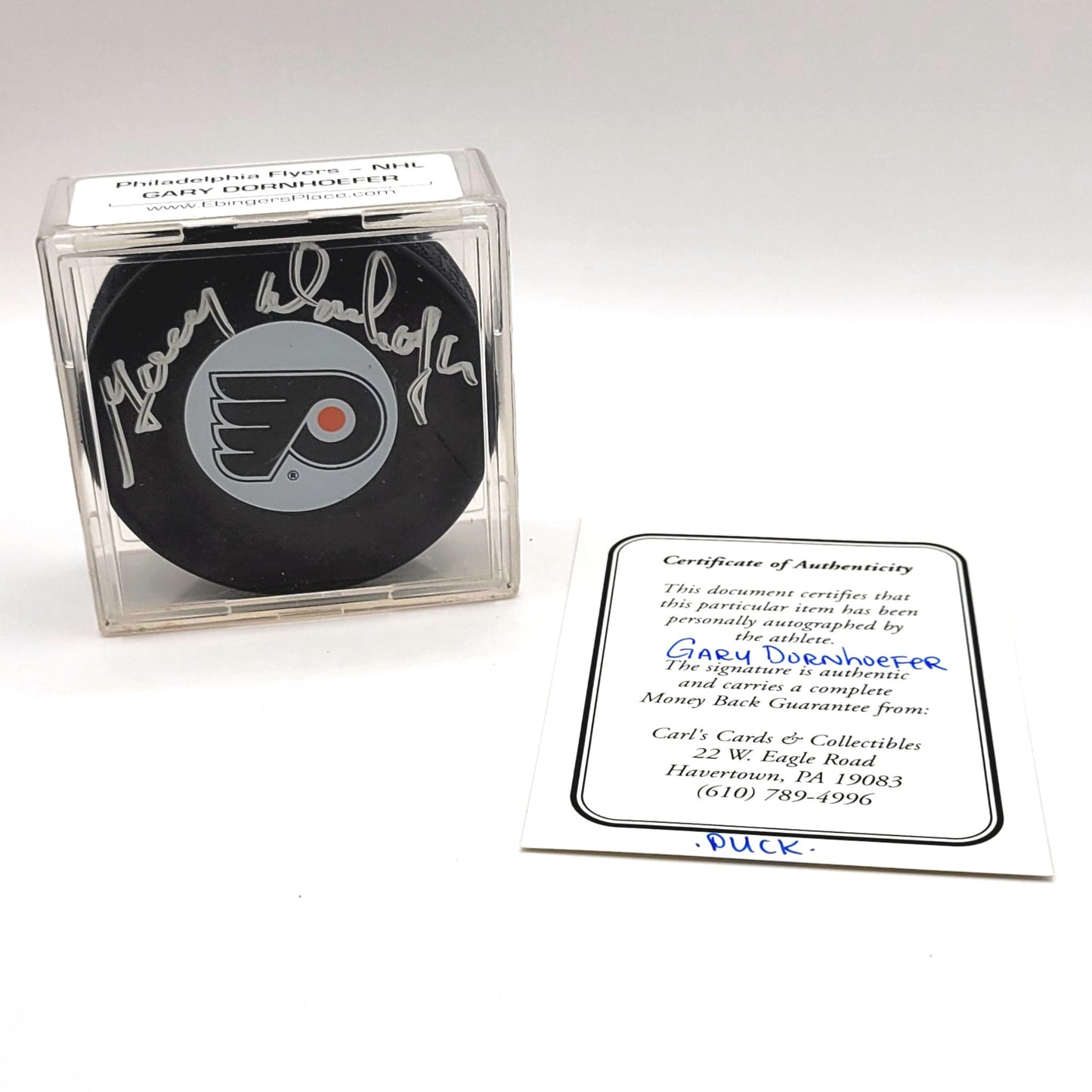 Philadelphia Flyers Gary Dornhoefer Autographed Hockey Puck With COA