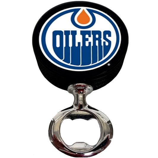 Edmonton Oilers FULCRUM Series Hockey Puck Bottle Opener