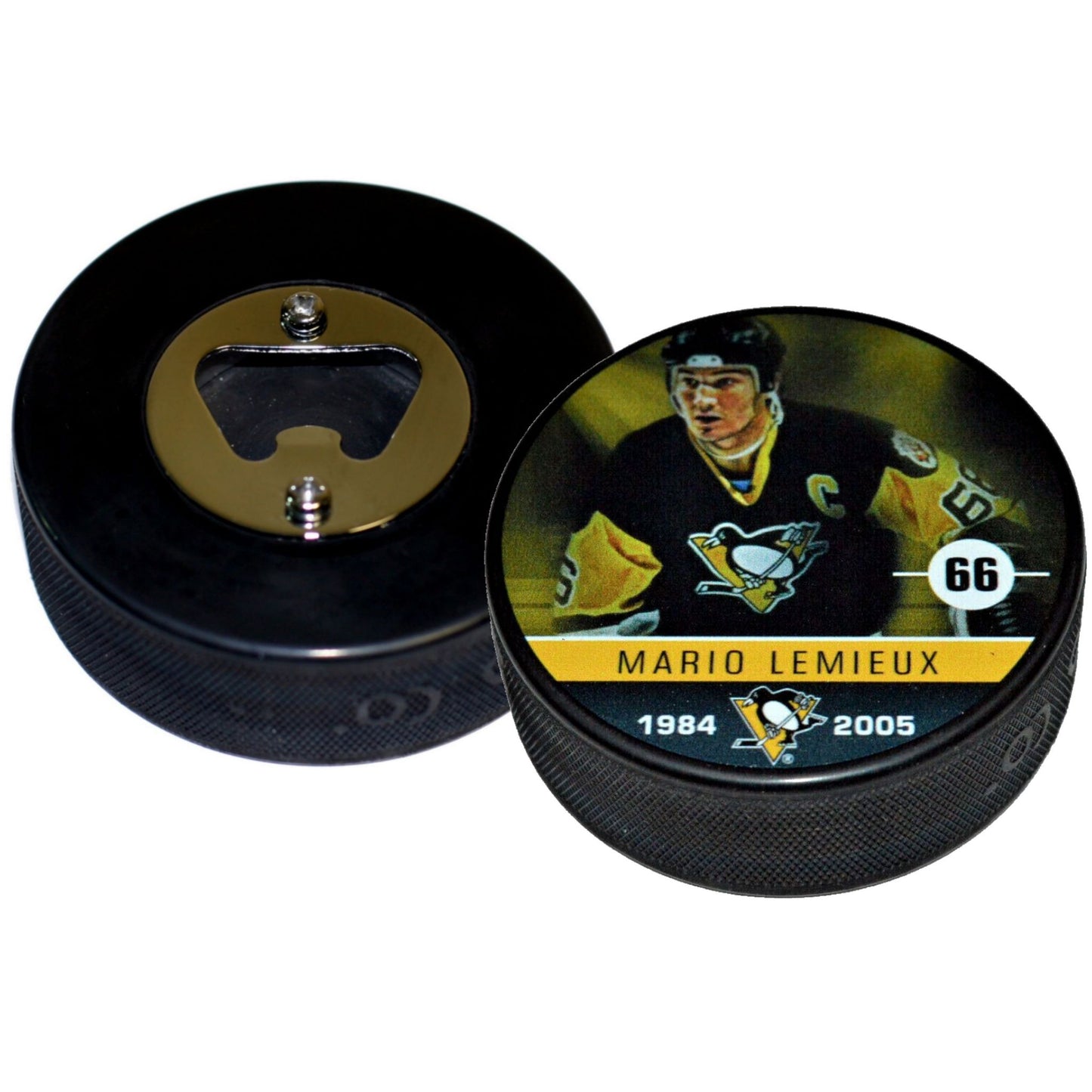 Pittsburgh Penguins Mario Lemieux Player Series Hockey Puck Bottle Opener