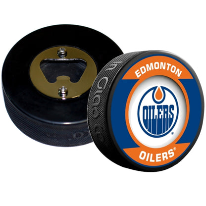 Edmonton Oilers Retro Series Hockey Puck Bottle Opener