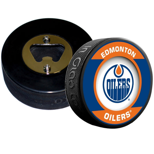 Edmonton Oilers Retro Series Hockey Puck Bottle Opener