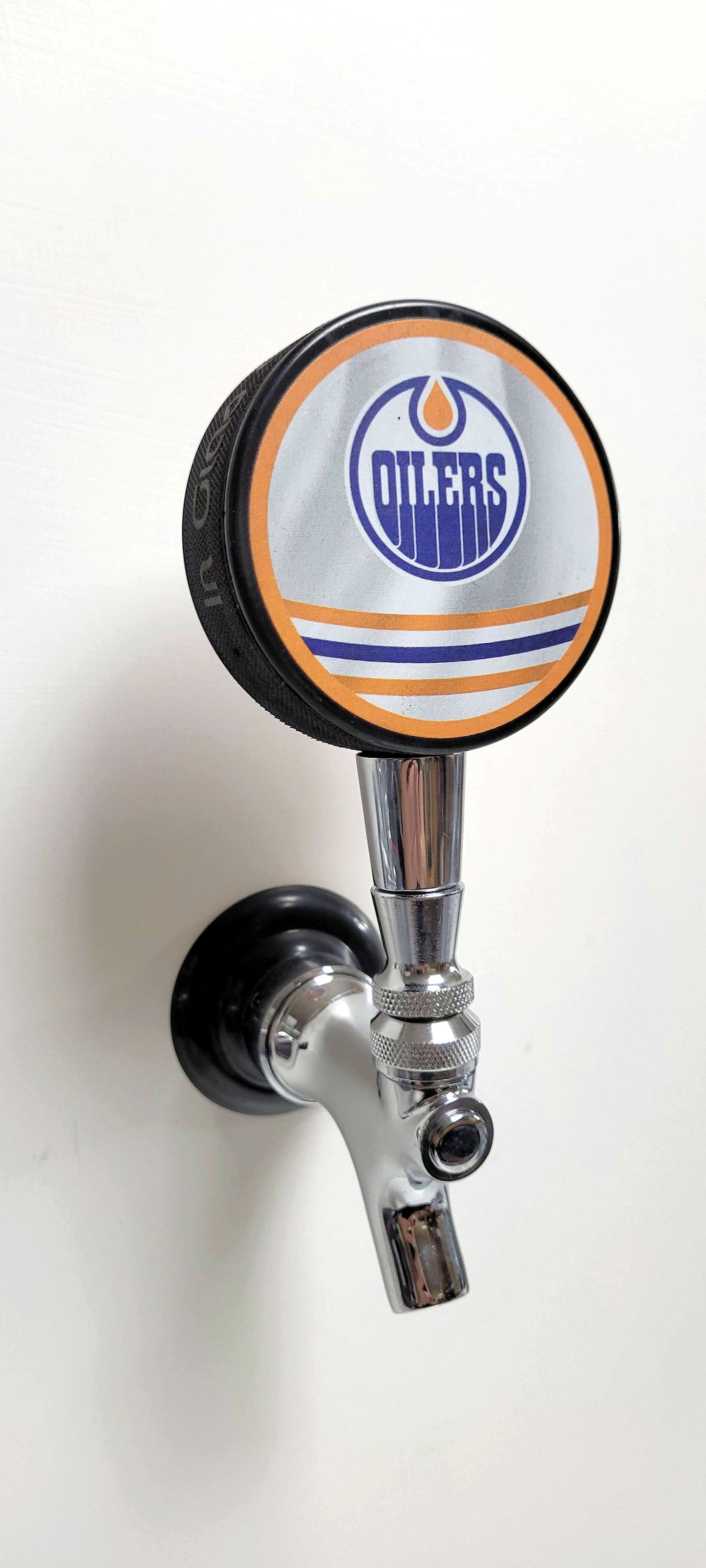 Edmonton Oilers Reverse Series Hockey Puck Beer Tap Handle