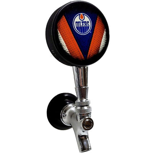 Edmonton Oilers Stitch Series Hockey Puck Beer Tap Handle