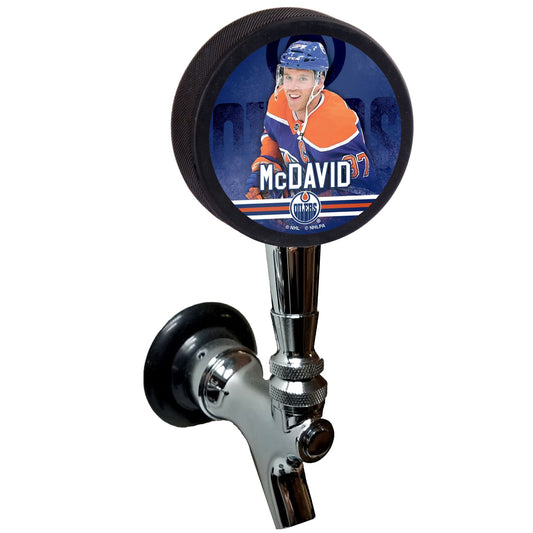 Edmonton Oilers Conner McDavid Player Series Hockey Puck Beer Tap Handle