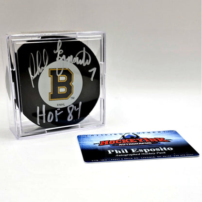 Boston Bruins Phil Esposito Autographed Hockey Puck With COA