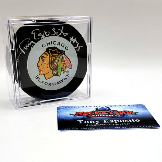 Chicago Blackhawks Tony Esposito Autographed Hockey Puck With COA