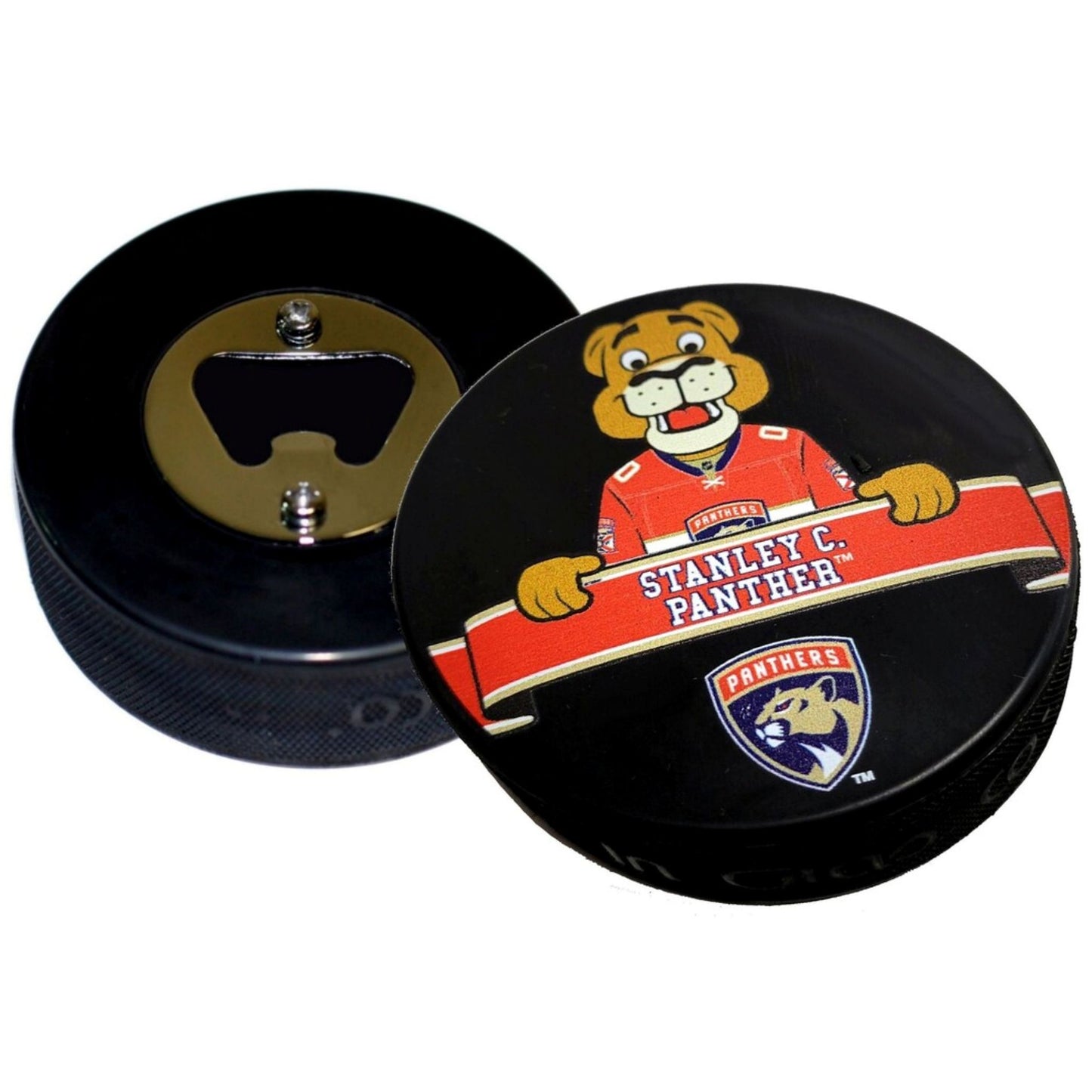 Florida Panthers Mascot Stanley C. Panther Hockey Puck Bottle Opener