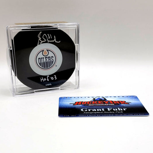 Edmonton Oilers Grant Fuhr Autographed Hockey Puck With COA