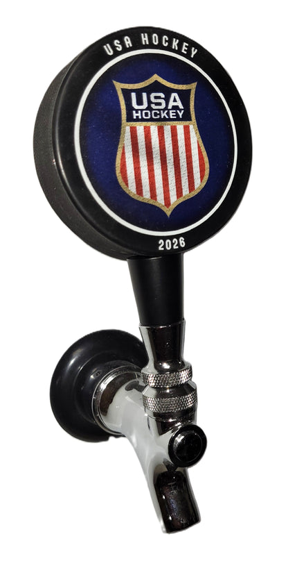 2026 Team USA Shield Hockey Puck Beer Tap Handle