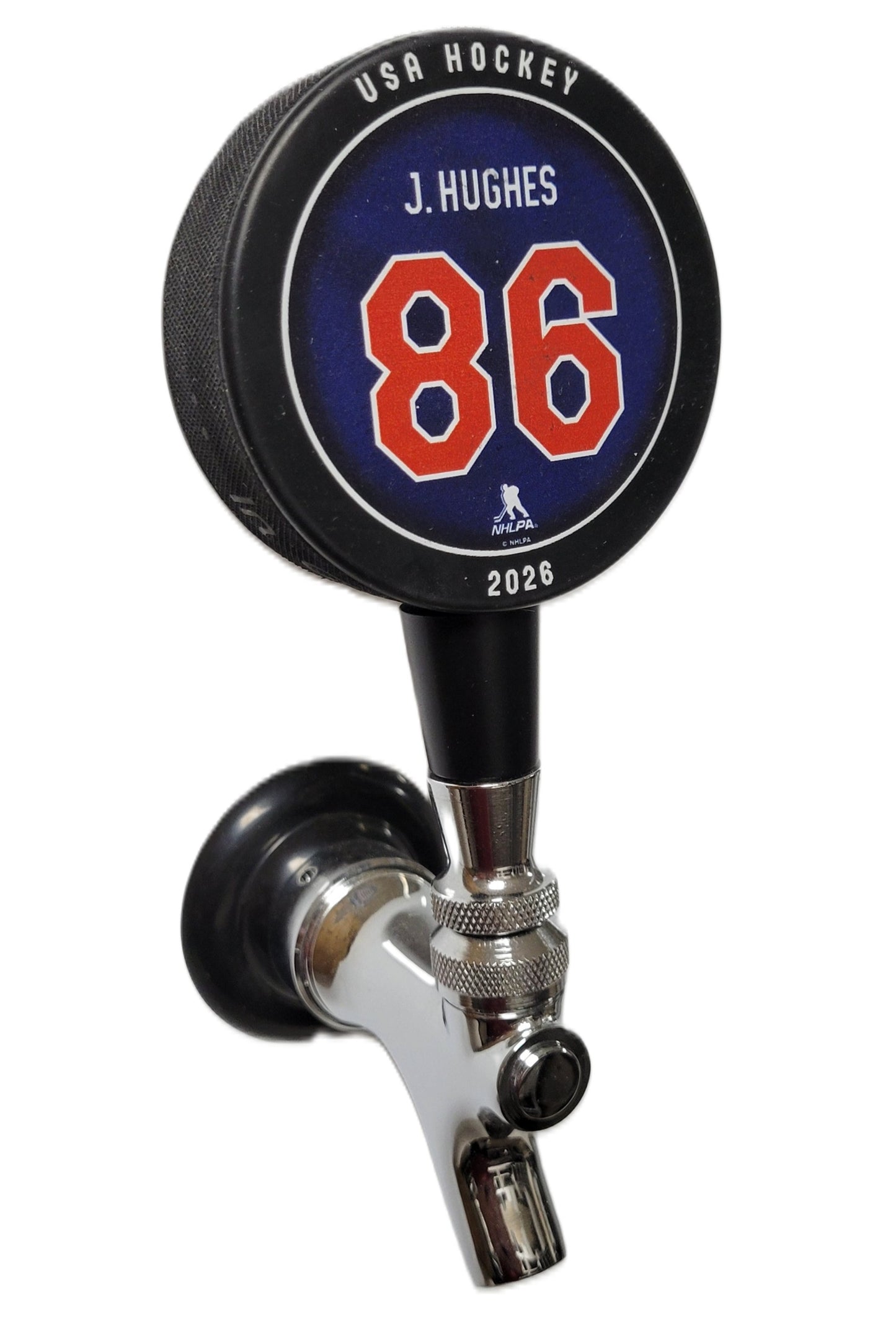 2026 Team USA Jack Hughes Hockey Puck Beer Tap Handle