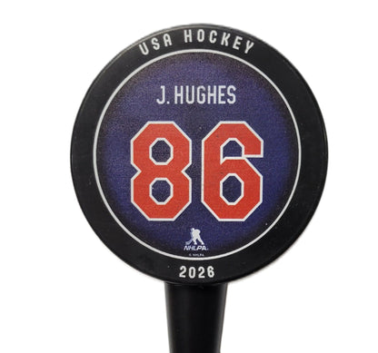 2026 Team USA Jack Hughes Hockey Puck Beer Tap Handle