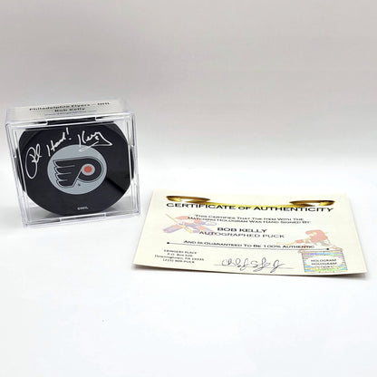 Philadelphia Flyers Bob 'The Hound' Kelly Autographed Hockey Puck With COA