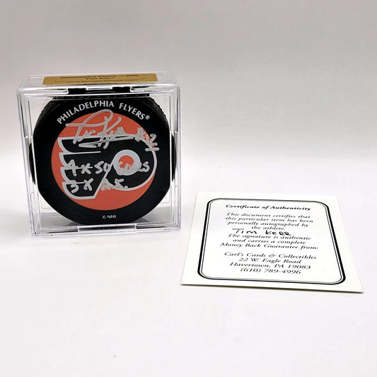 Philadelphia Flyers Tim Kerr Autographed Hockey Puck With COA