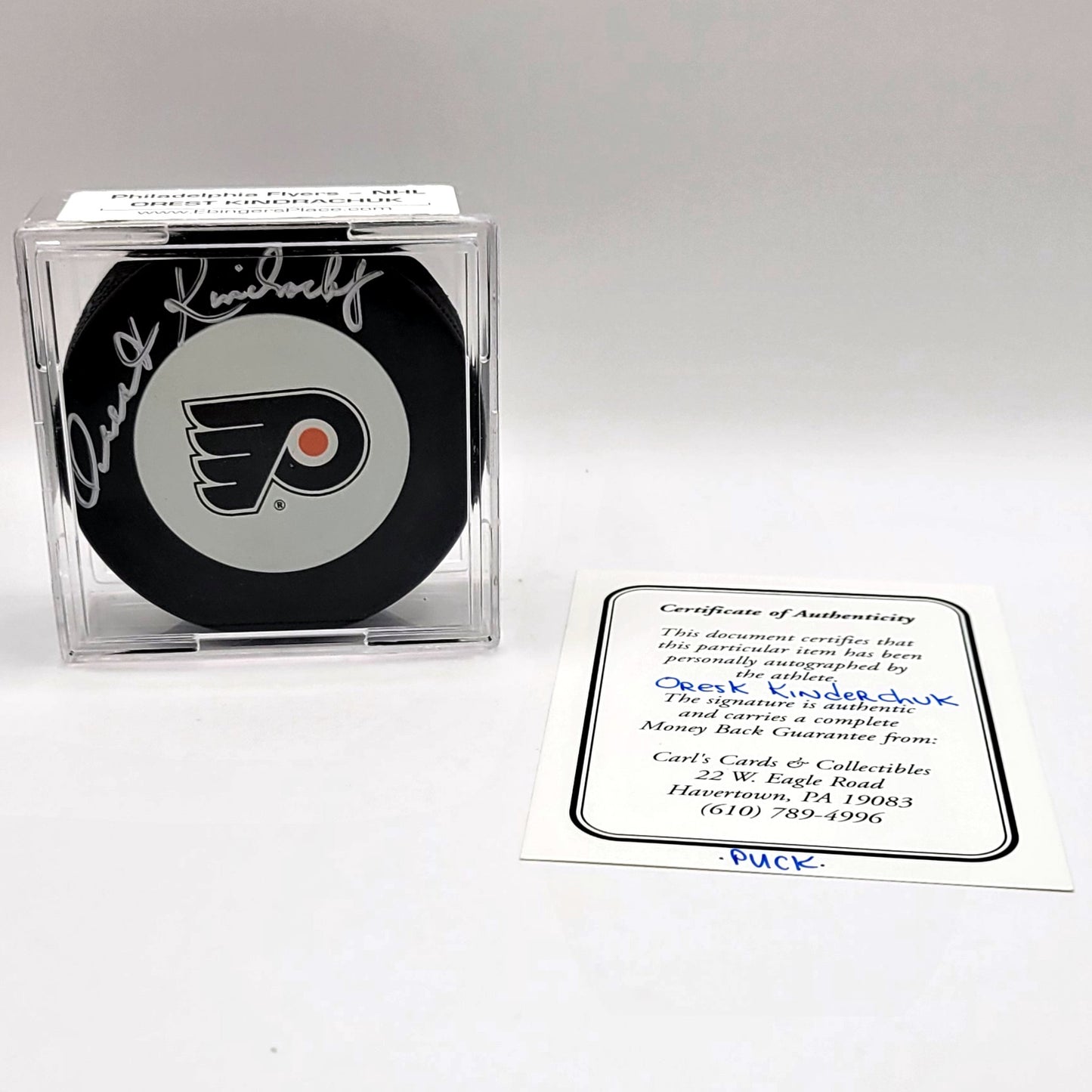 Philadelphia Flyers Orest Kinderchuk Autographed Hockey Puck With COA