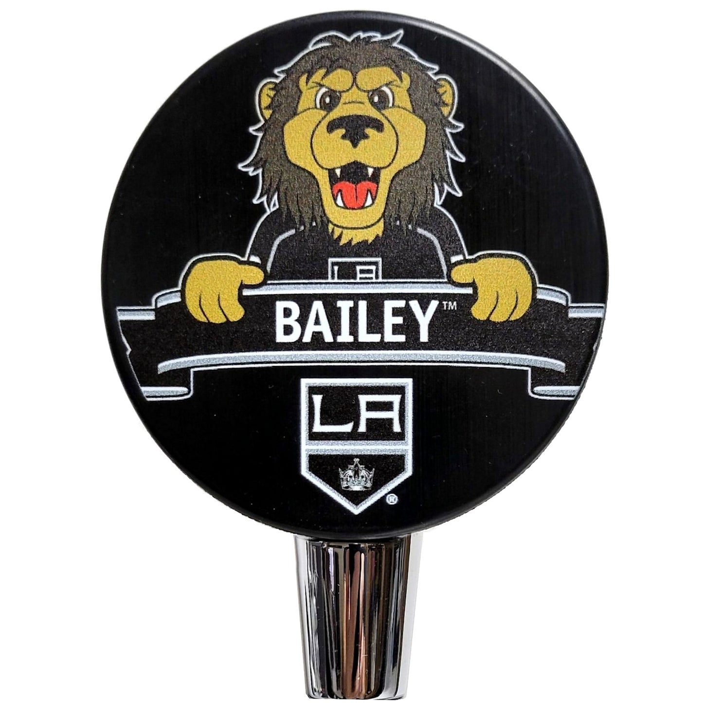 Los Angeles Kings Mascot Bailey Hockey Puck Beer Tap Handle