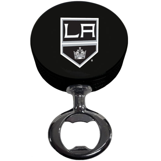 Los Angeles Kings Black Nickel Colored FULCRUM Series Hockey Puck Bottle Opener