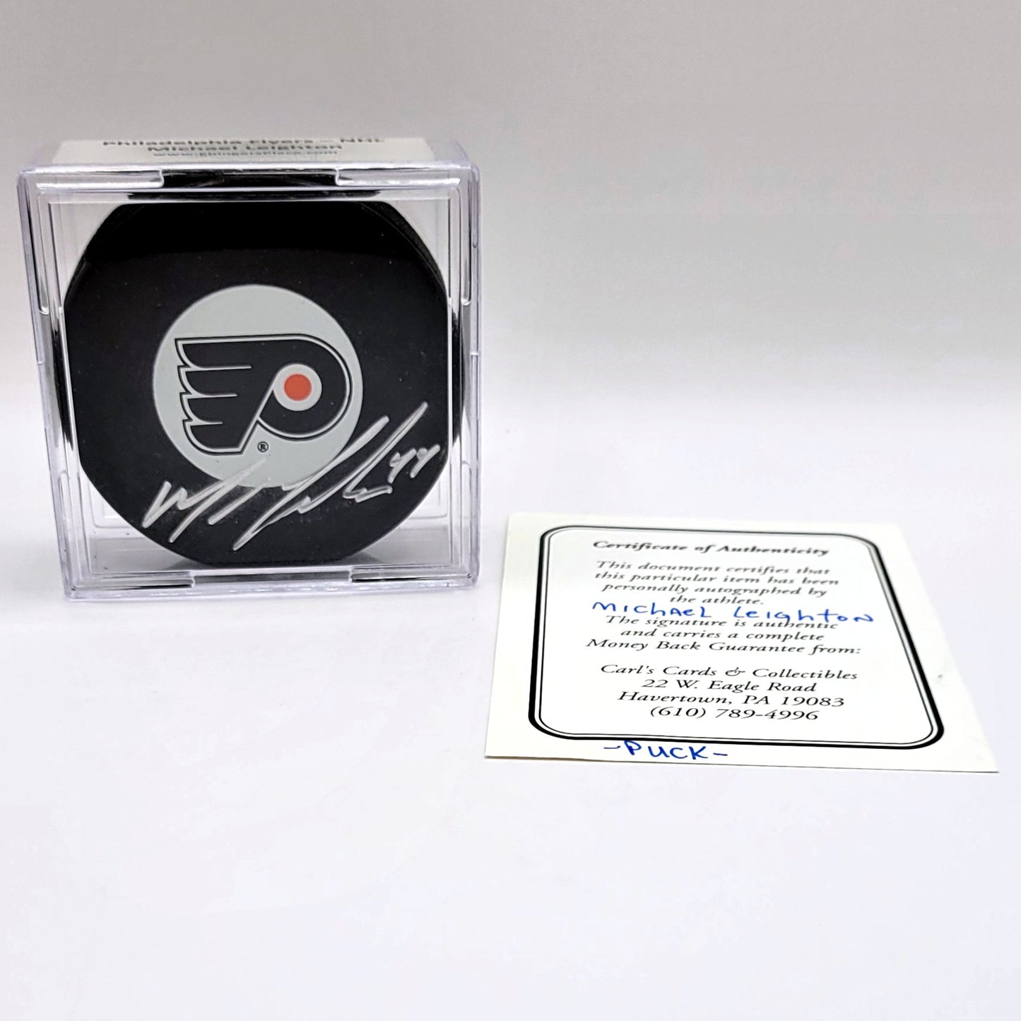 Philadelphia Flyers Michael Leighton Autographed Hockey Puck With COA