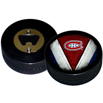 Montreal Canadiens Stitch Series Hockey Puck Bottle Opener