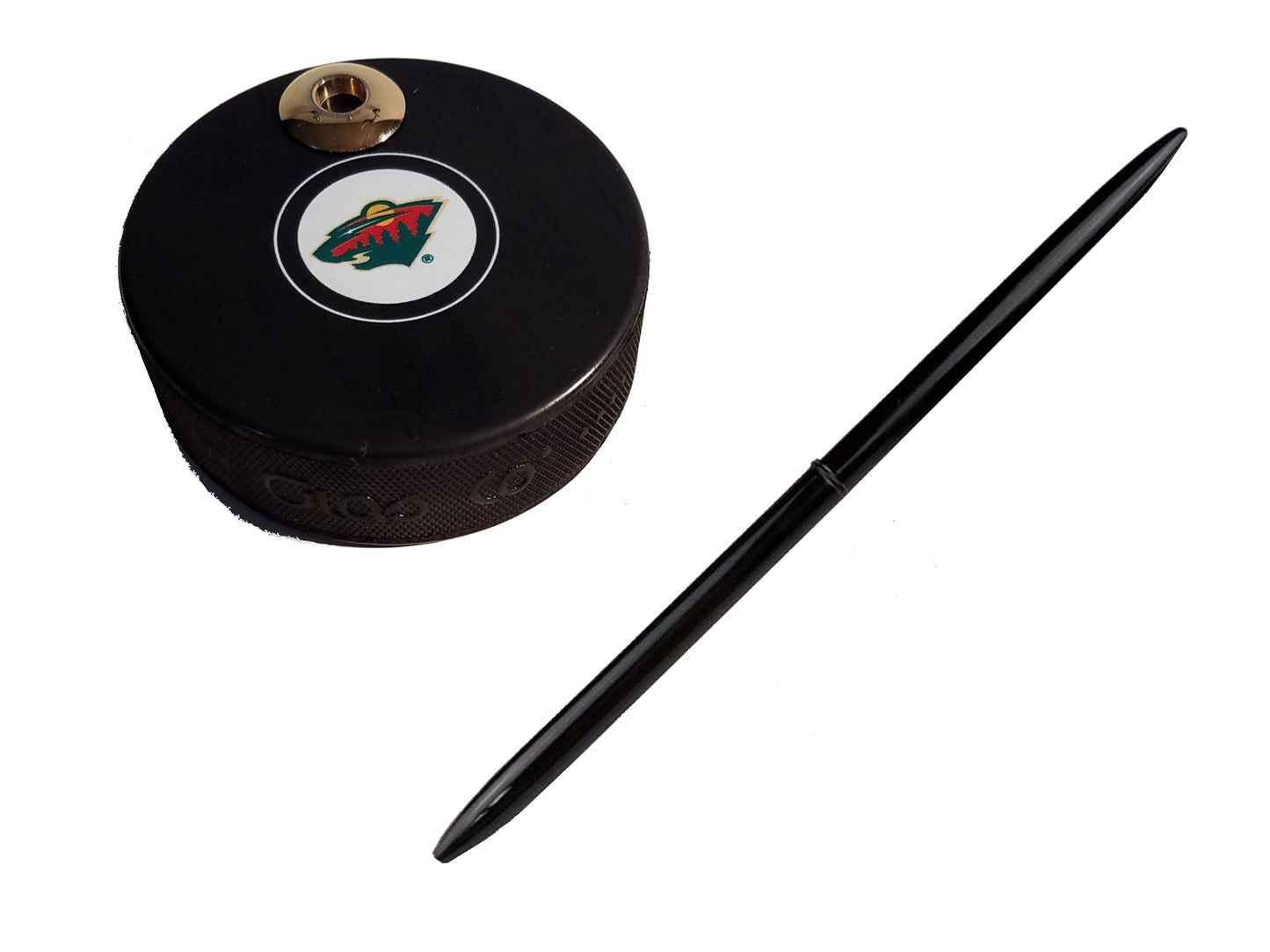 Minnesota Wild Auto Series Artisan Hockey Puck Desk Pen Holder With Our #96 Sleek Pen