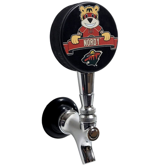 Minnesota Wild Nordy Mascot Hockey Puck Beer Tap Handle