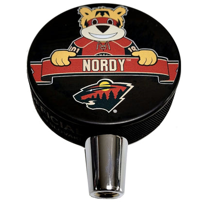 Minnesota Wild Nordy Mascot Hockey Puck Beer Tap Handle