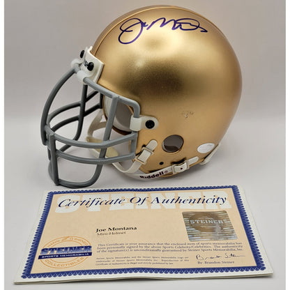 Notre Dame Fighting Irish Joe Montana Autographed Mini Helmet w/ COA Ver2