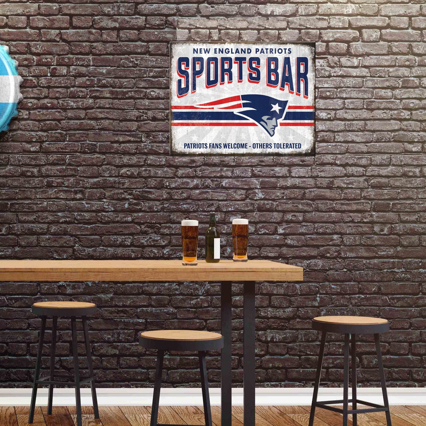 New England Patriots NFL Sports Bar Metal Sign