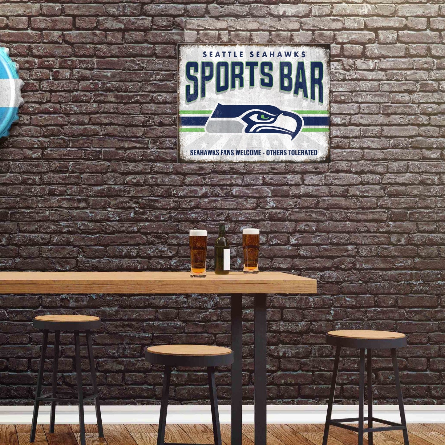 Seattle Seahawks NFL Sports Bar Metal Sign