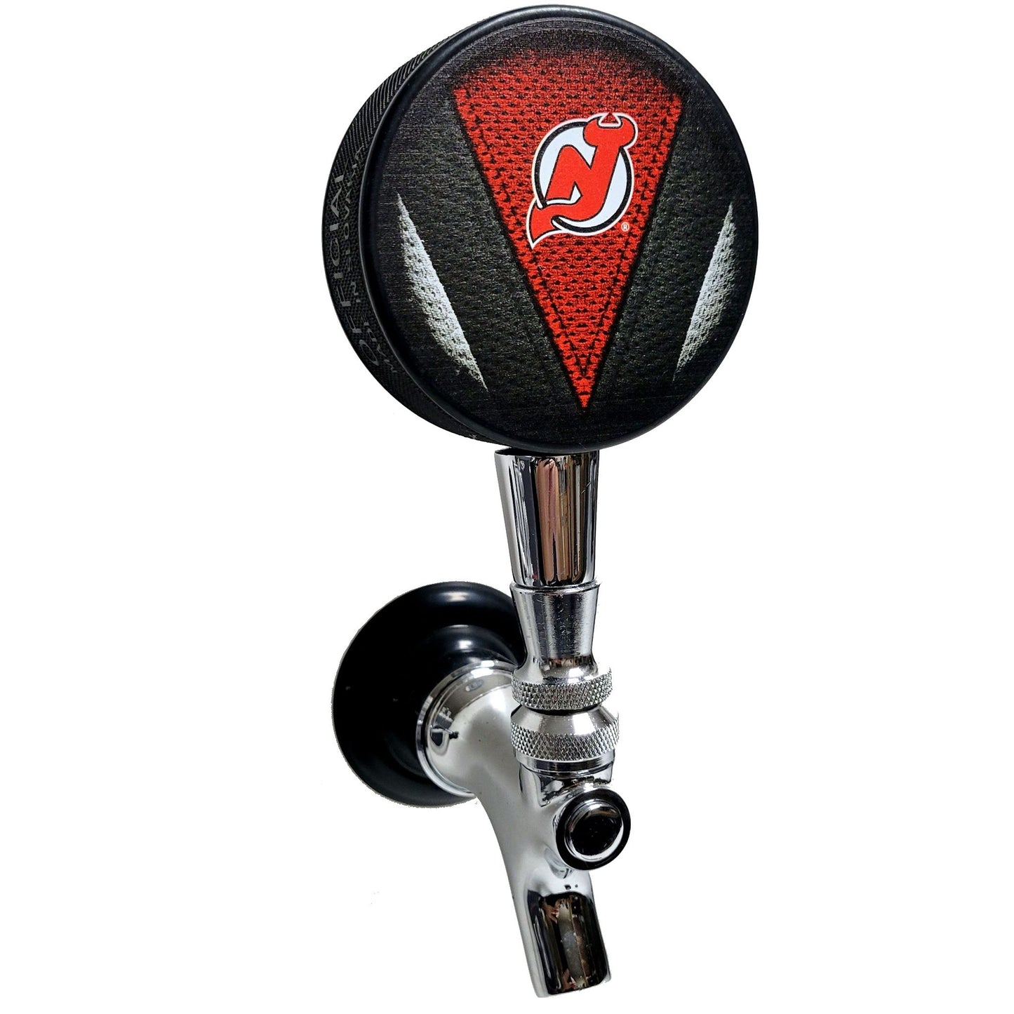New Jersey Devils Stitch Series Hockey Puck Beer Tap Handle